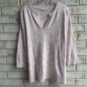 Loft 3/4 Sleeve V-Neck Multicolor Mélange Sweater Women's Size M